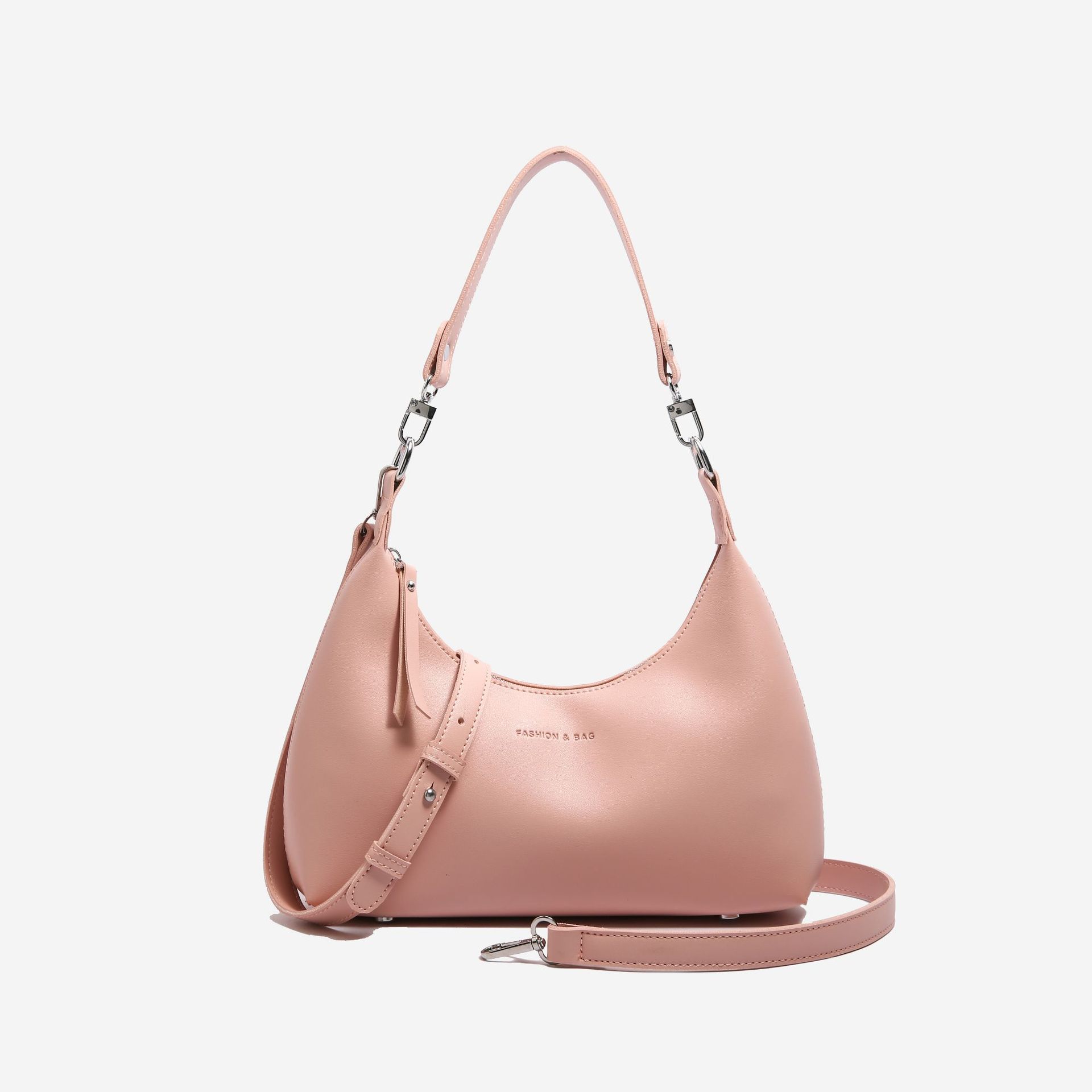 V888-ELOSUNG21281-202502241608-00 Pink Women's Trendy PU Leather Shoulder Bag - Fashionable Underarm Hobo Bag with Adjustable Strap - Image 1