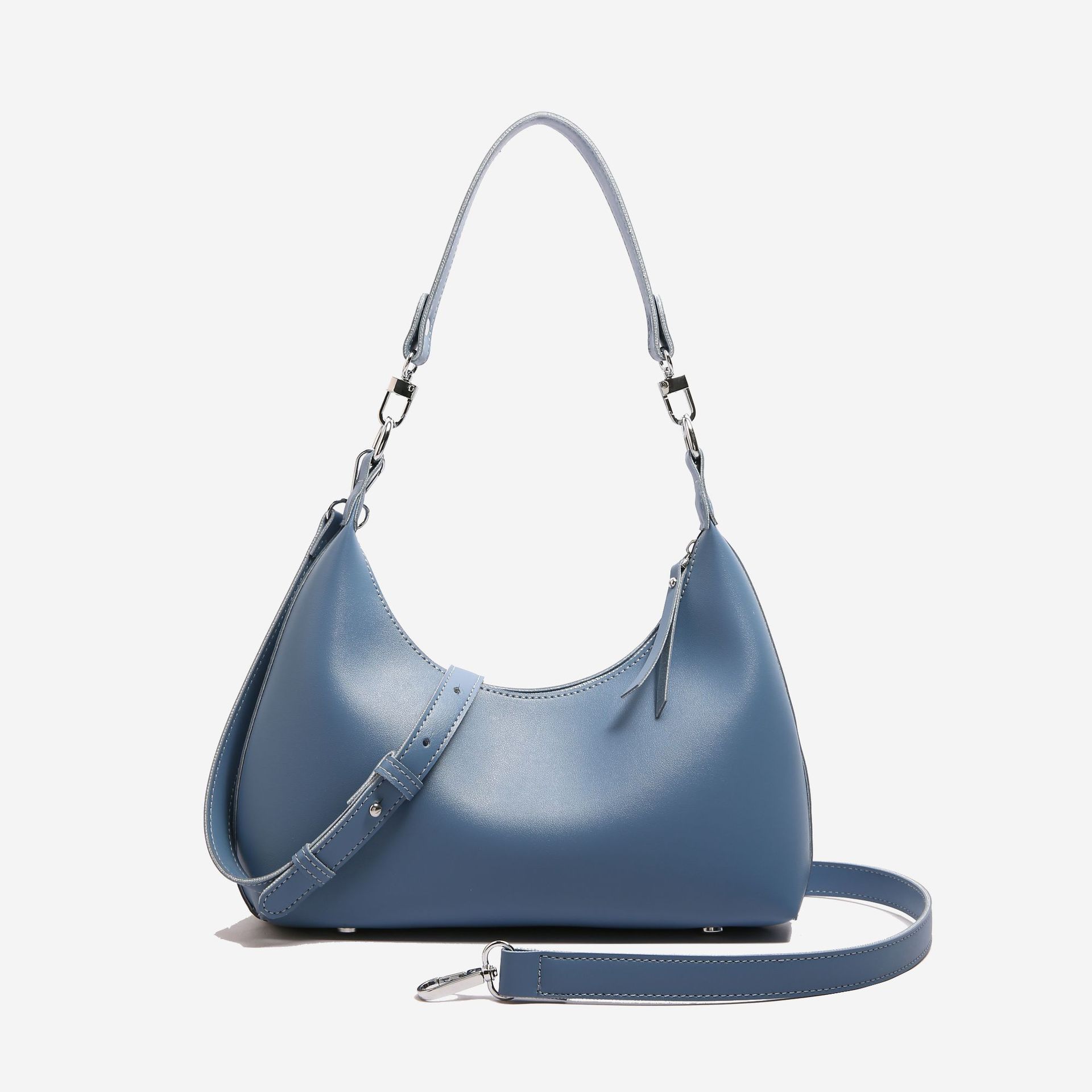 V888-ELOSUNG21282-202502241609-00 Blue Women's Trendy PU Leather Shoulder Bag - Fashionable Underarm Hobo Bag with Adjustable Strap - Image 1