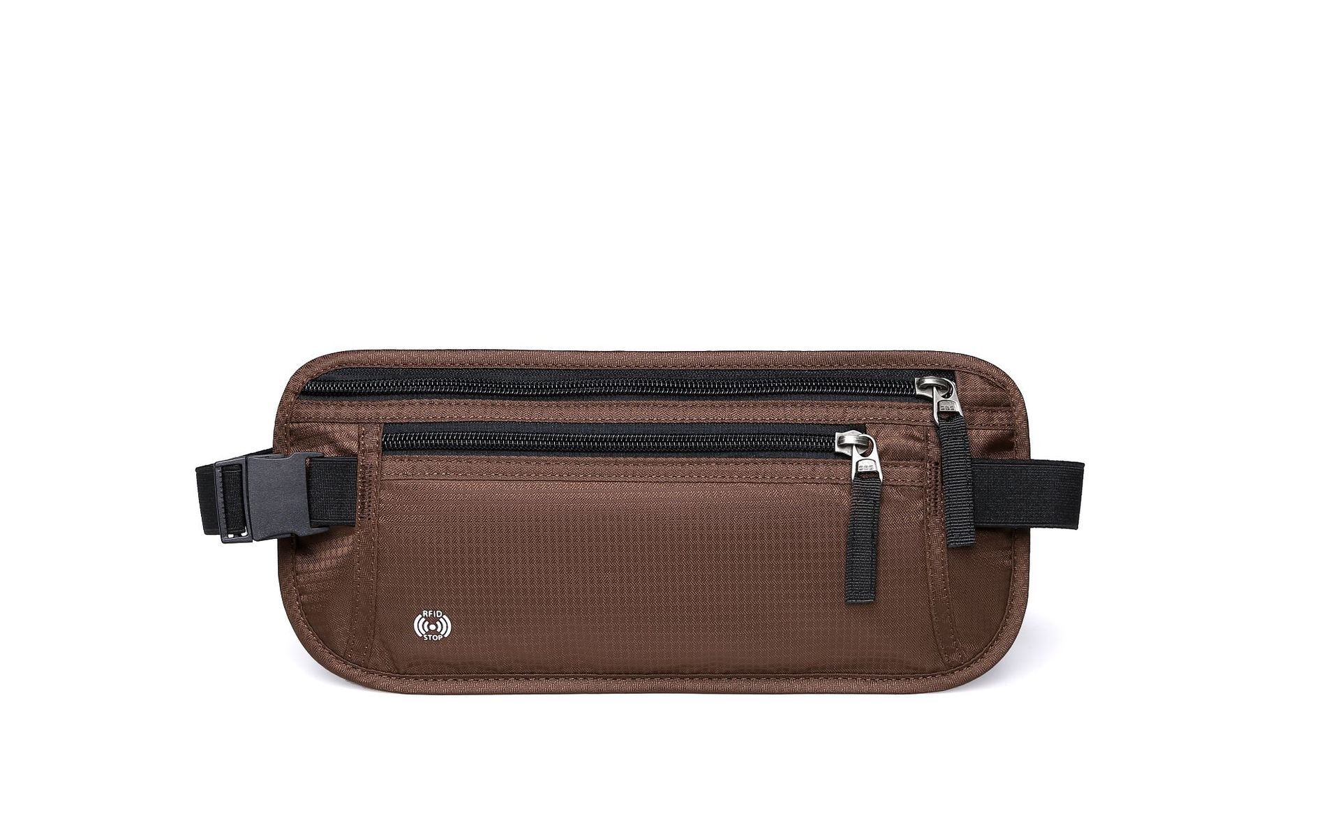 V888-ELOSUNG21412-202502271205-00 Brown Nylon Travel Waist Pack - Waterproof, RFID Blocking, Lightweight - Image 1