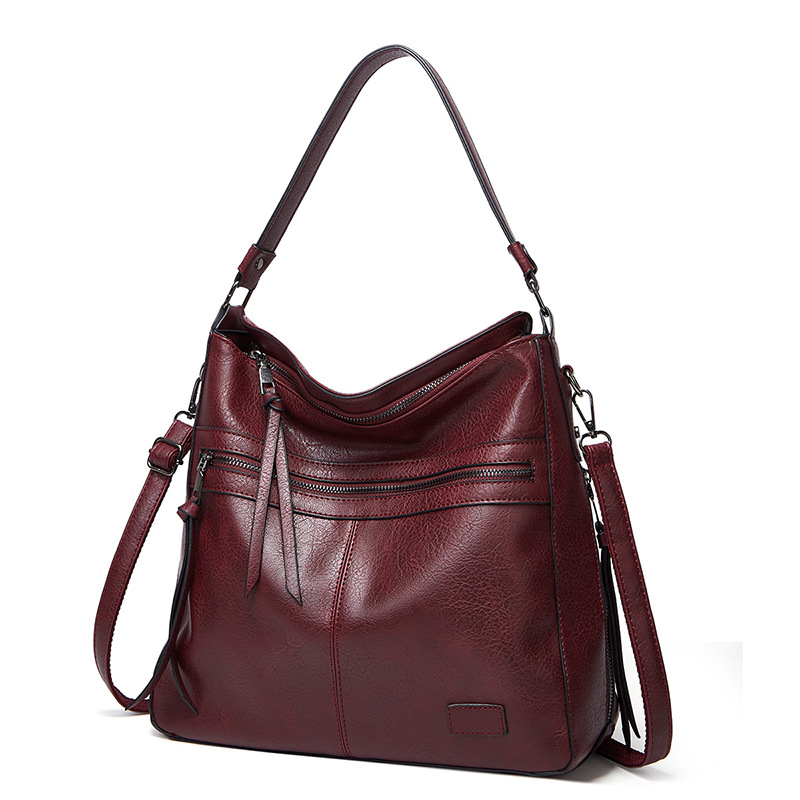 V888-ELOSUNG21416-202502271141-00 Dark Red Spacious & Stylish PU Leather Tote Bag - Versatile Shoulder/Crossbody - Image 1