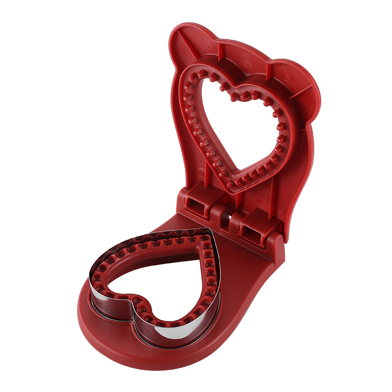 V888-ELOSUNG21424-202502281046-00 3 Pcs Red Heart Sandwich Maker Sealer - DIY Toast Pocket Bread Cutter & Sealer Mold (PP + 304 Stainless Steel) - Image 1