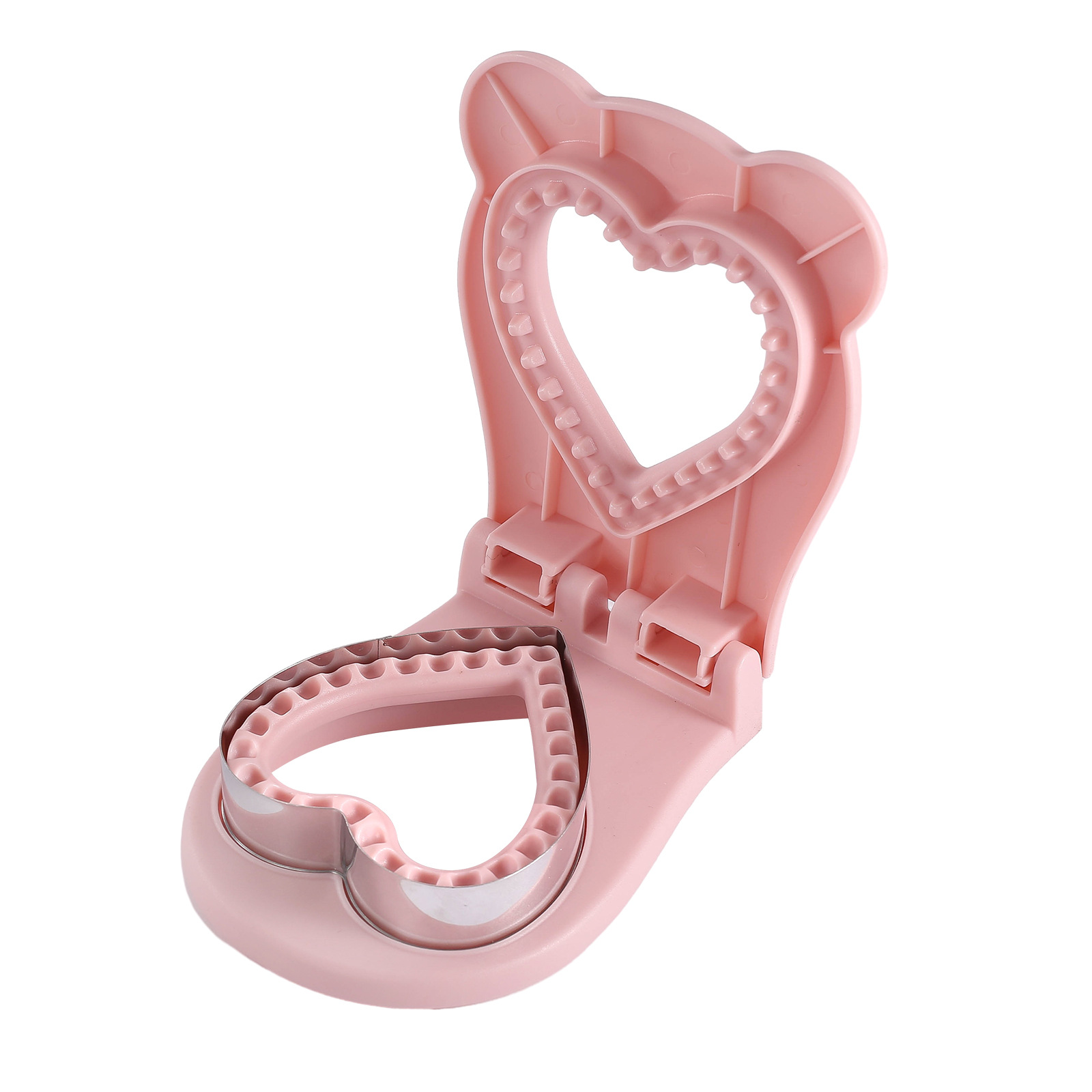 V888-ELOSUNG21430-202502281035-00 3 Pcs Pink Heart Sandwich Maker Sealer - DIY Toast Pocket Bread Cutter & Sealer Mold (PP + 304 Stainless Steel) - Image 1