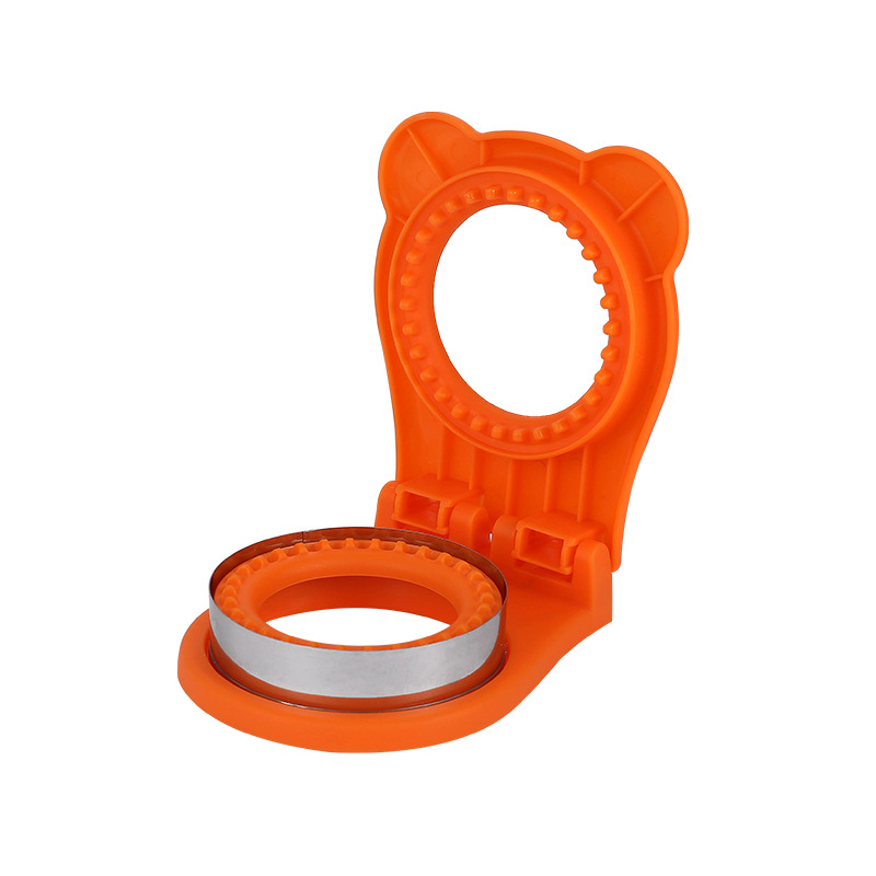 V888-ELOSUNG21433-202502281046-00 3 Pcs Orange Round Sandwich Sealer & Cutter - Safe Hand Guard Design, DIY Pocket Bread Mold - Image 1