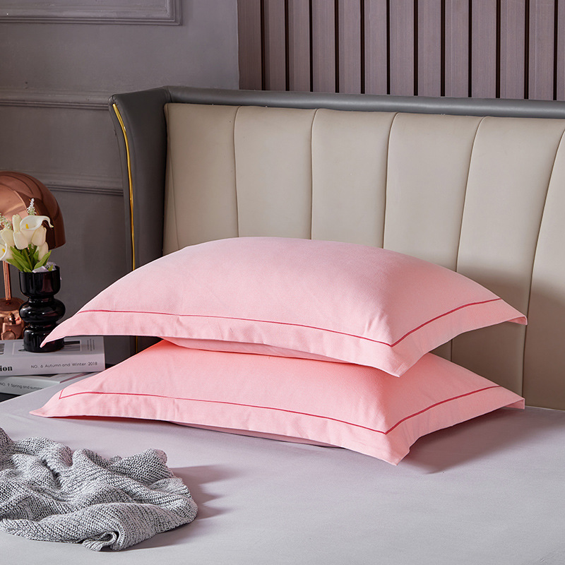 V888-ELOSUNG21441-202502281053-00 Light Pink Pure Cotton Flannel Pillowcase Set - Soft, Thickened, Solid Color (Pair, 48x74cm) - Image 1