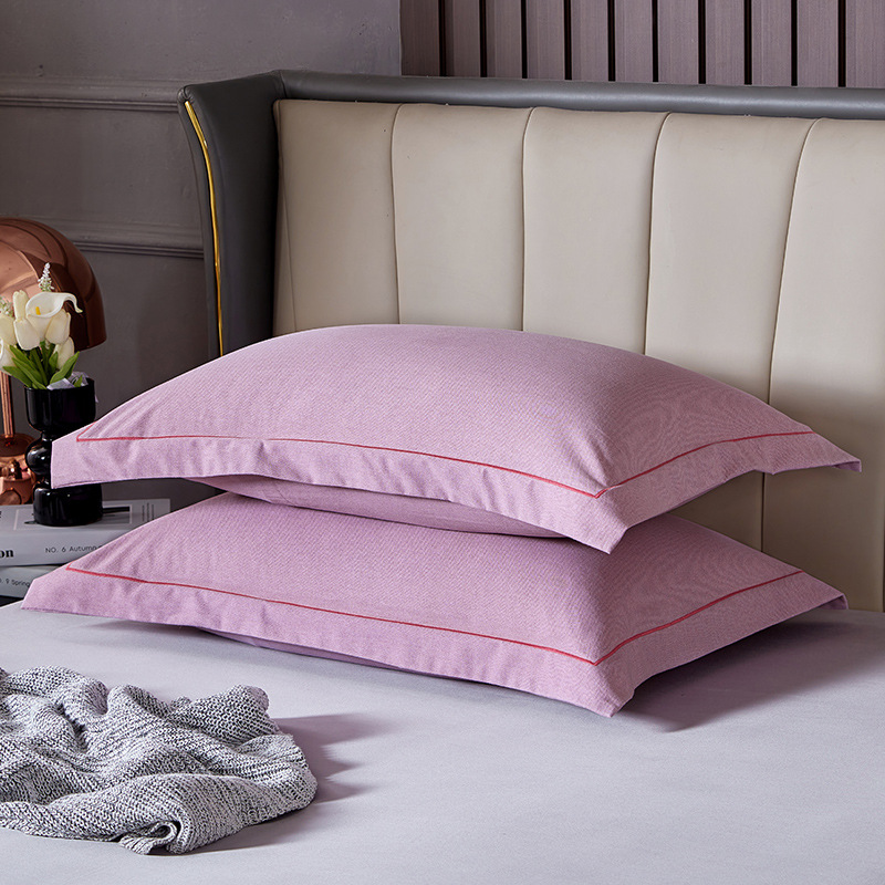 V888-ELOSUNG21442-202502281053-00 Light Purple Pure Cotton Flannel Pillowcase Set - Soft, Thickened, Solid Color (Pair, 48x74cm) - Image 1