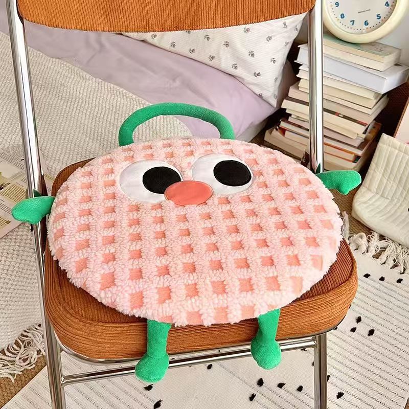 V888-ELOSUNG21517-202503030945-00 Pink Plaid Cute Cartoon Round Memory Foam Seat Cushion - Detachable & Washable - Image 1