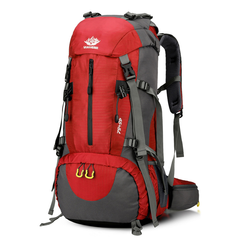 V888-ELOSUNG21544-202503041234-00 Red High-Capacity Nylon Hiking Backpack - Durable, Multi-Functional Outdoor Travel Pack - Image 1