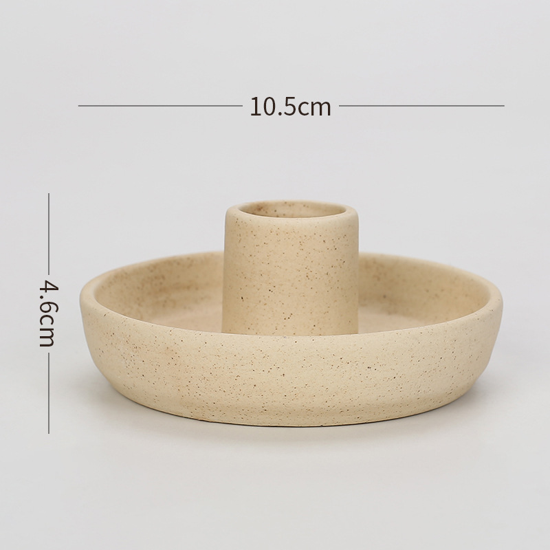 V888-ELOSUNG21568-202503051025-00 2 Pcs Light Yellow Oval Bottom Nordic Ceramic Candle Holder with Jewelry Dish - Elegant Minimalist Home Decor Piece - Image 1