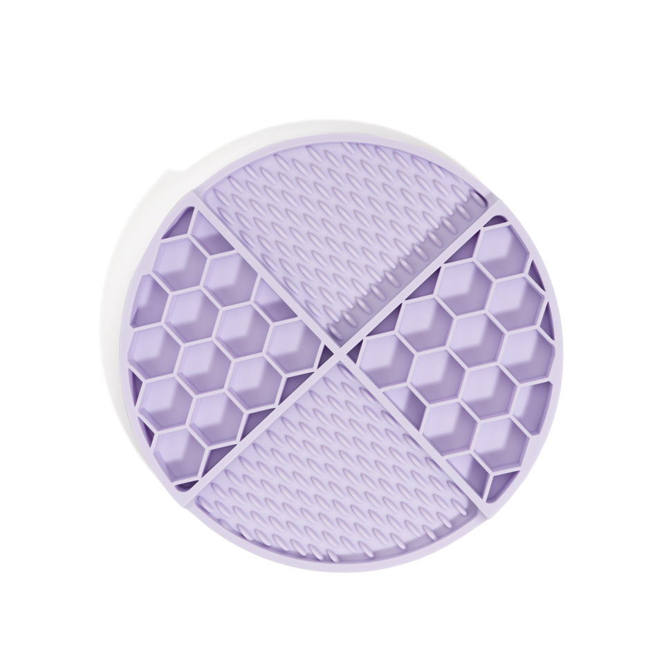 V888-ELOSUNG21609-202503071446-00 2 Pcs Purple Honeycomb Pet Slow Feeder Bowl - Anti-Choke Silicone Lick Mat with Suction for Dogs - Image 1