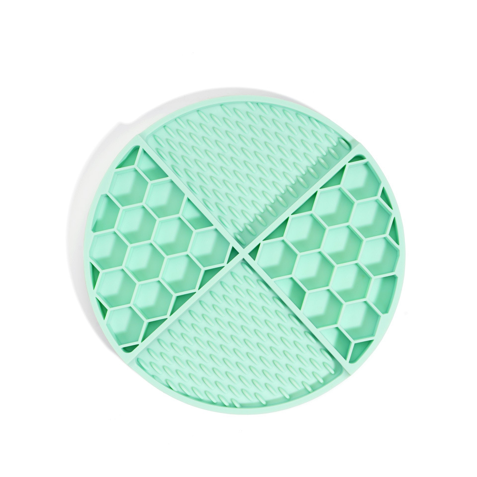 V888-ELOSUNG21613-202503071446-00 2 Pcs Mint Green Honeycomb Pet Slow Feeder Bowl - Anti-Choke Silicone Lick Mat with Suction for Dogs - Image 1