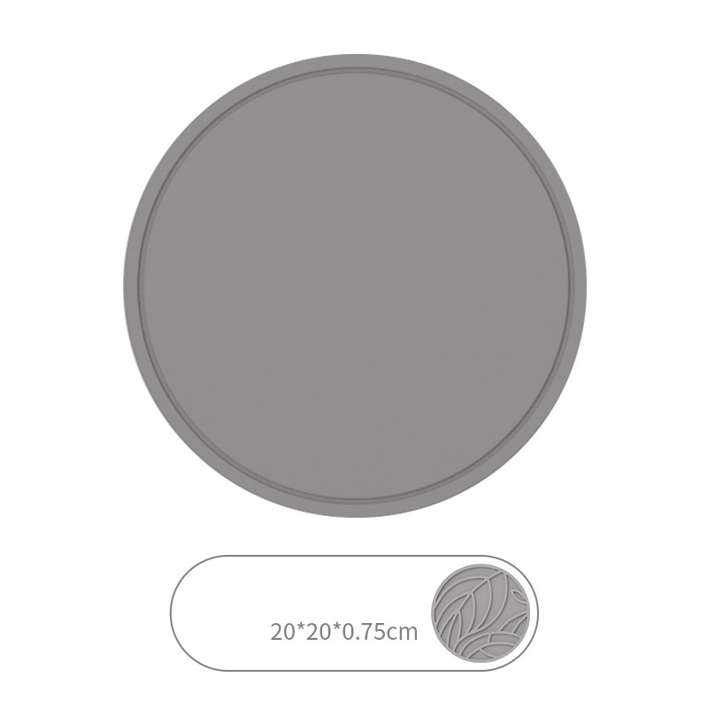 V888-ELOSUNG21640-202503071343-00 Grey 3 Pcs Premium Silicone Round Heat-Resistant Pad - 20cm Durable Kitchen Pot Mat with Anti-Slip Design - Image 1