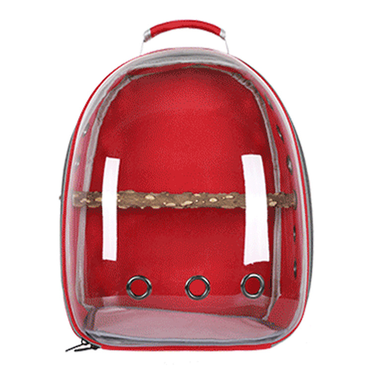 V888-ELOSUNG21772-202503111136-00 Red Stylish Transparent PVC Pet Carrier Backpack - Large Capacity, Multi-Use for Birds & Cats(Including Wooden Stick) - Image 1