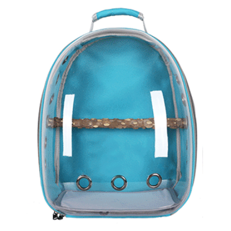 V888-ELOSUNG21779-202503111137-00 Teal Stylish Transparent PVC Pet Carrier Backpack - Large Capacity, Multi-Use for Birds & Cats(Including Wooden Stick) - Image 1