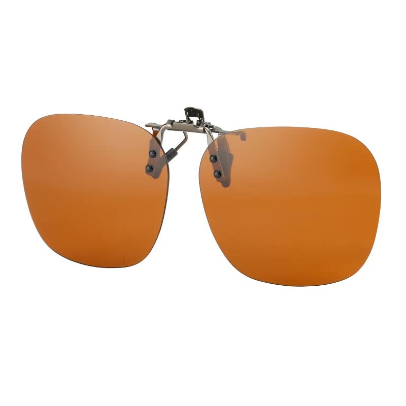 V888-ELOSUNG21788-202503111126-00 2 Pcs Brown Polarized Clip-On Sunglasses - Day & Night Use, Frameless Polygon Design for Fishing & Driving - Image 1