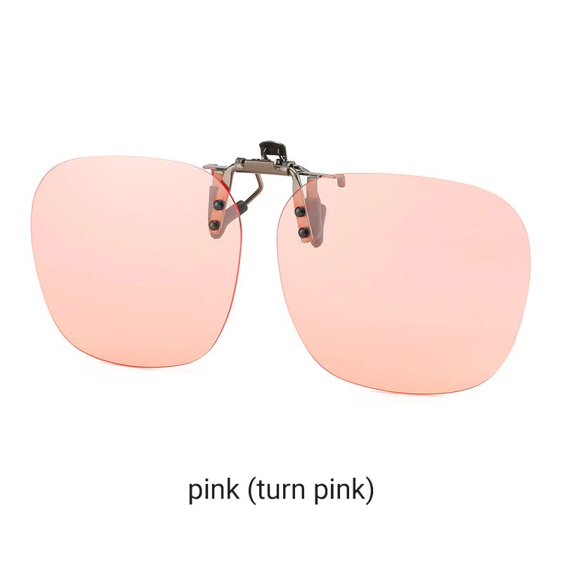 V888-ELOSUNG21793-202503111126-00 2 Pcs Pink Polarized Clip-On Sunglasses - Day & Night Use, Frameless Polygon Design for Fishing & Driving - Image 1