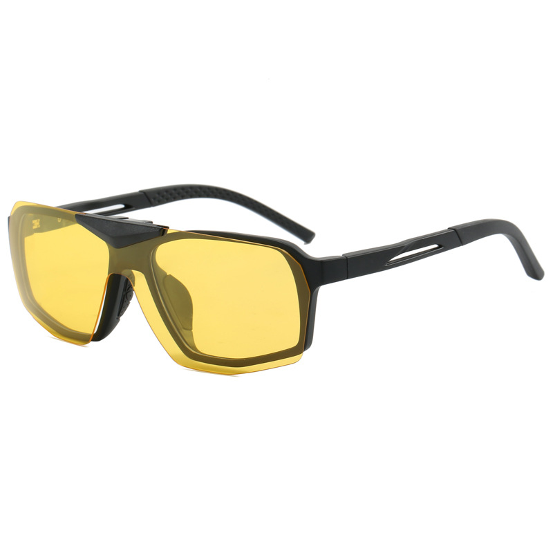 V888-ELOSUNG21950-202503141207-00 Black Frame Yellow Film Flip-Up Polarized Sports Sunglasses - Versatile Outdoor Cycling and Windproof Eyewear - Image 1