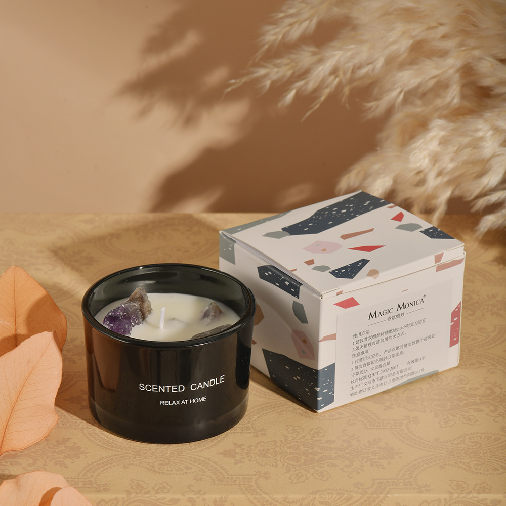 V888-ELOSUNG22094-202503181011-00 3 PCS (Misty Morning)Macaron Crystal Stone Scented Candle - Aromatherapy Gift - Image 1