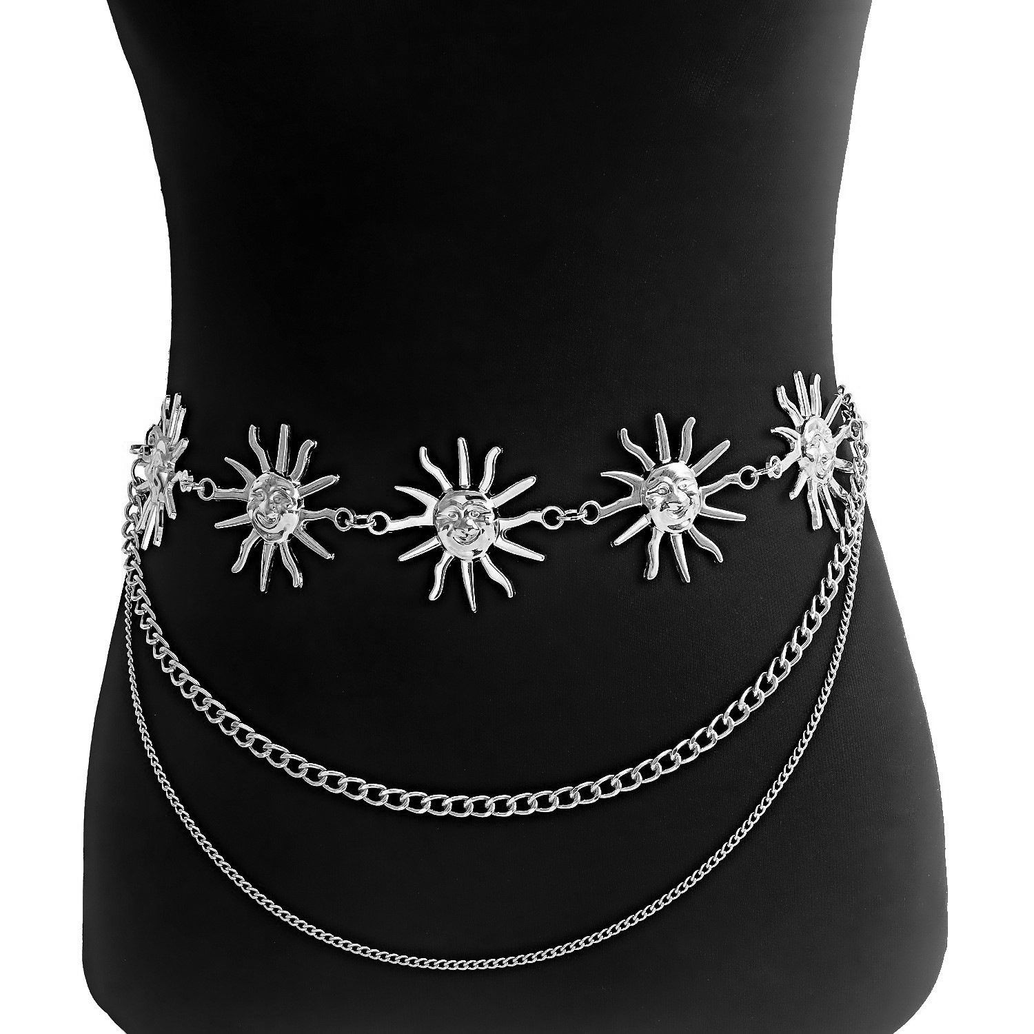 V888-ELOSUNG22128-202503181025-00 2 PCS (Style 1)Statement Body Chain Belt - Women's Sun Flower Waist Jewelry - Image 1