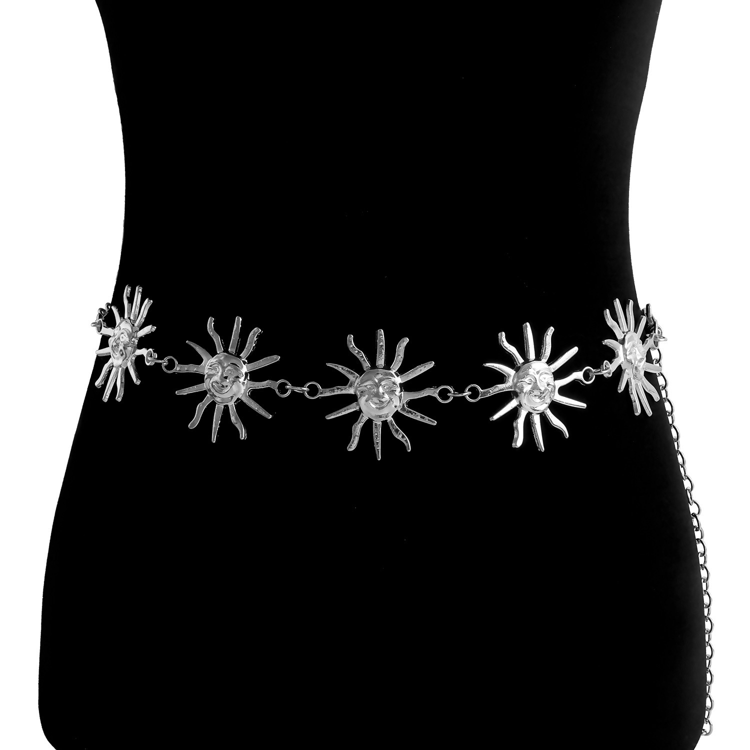 V888-ELOSUNG22129-202503181025-00 2 PCS (Style 2)Statement Body Chain Belt - Women's Sun Flower Waist Jewelry - Image 1