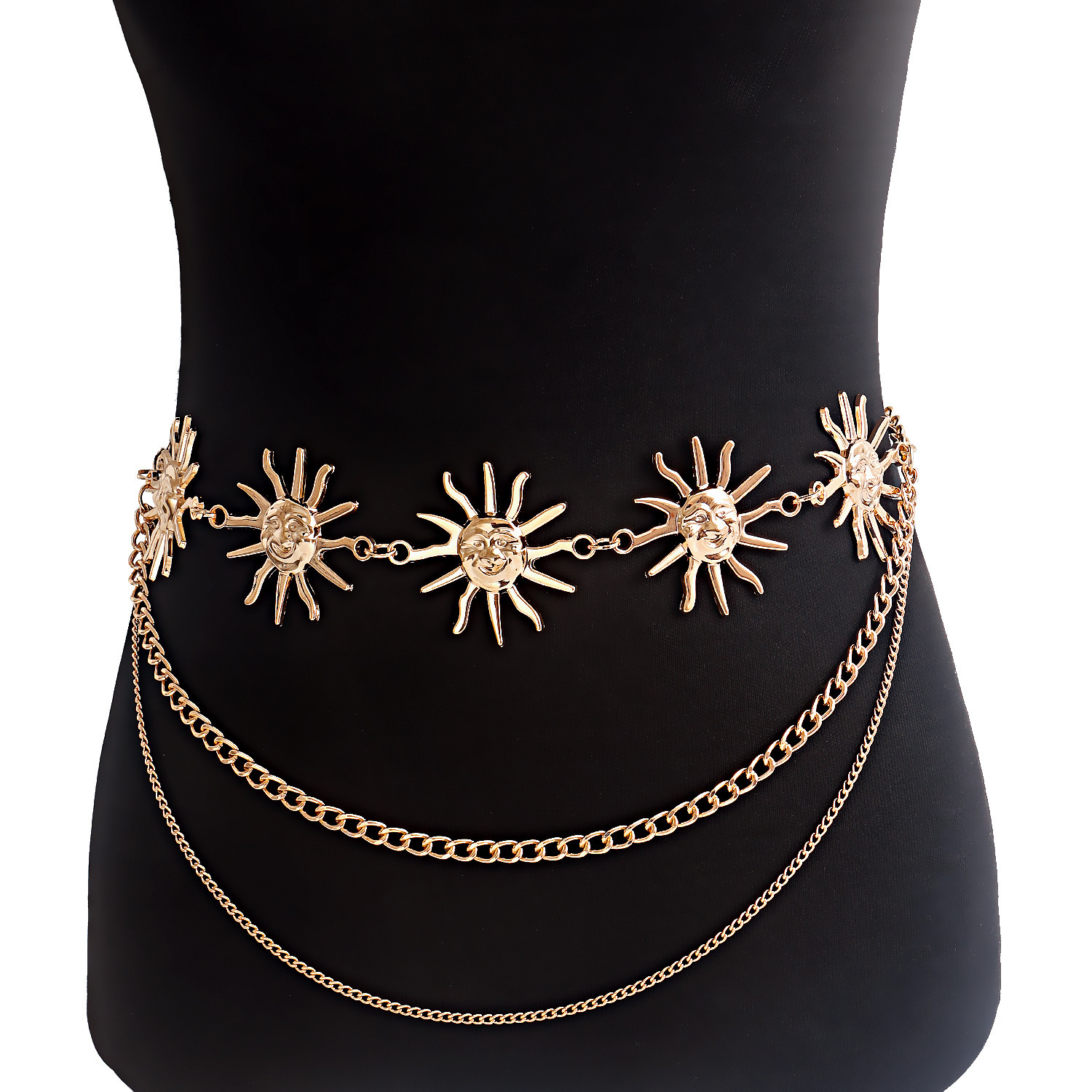 V888-ELOSUNG22137-202503181026-00 2 PCS (Style 10)Statement Body Chain Belt - Women's Sun Flower Waist Jewelry - Image 1