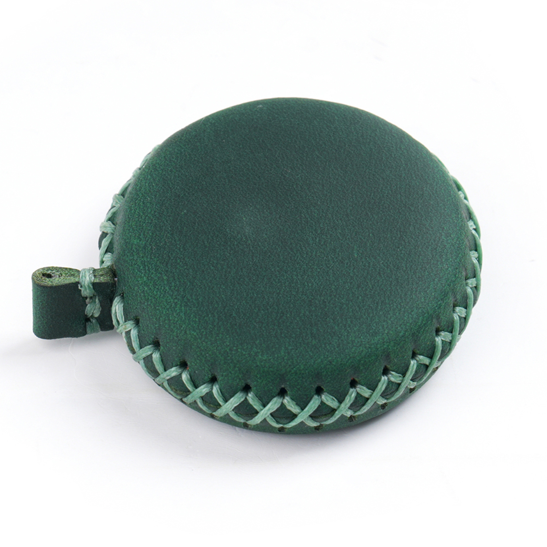 V888-ELOSUNG22185-202503181106-00 2 PCS Dark Green Hand-Stitched Leather Tape Measure - Compact & Stylish Measuring Tool - Image 1