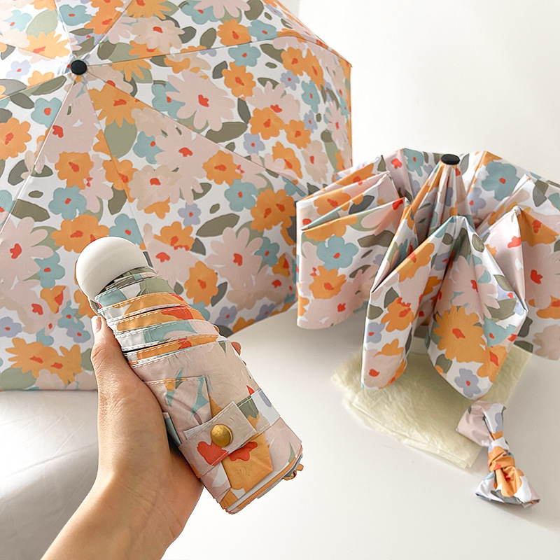 V888-ELOSUNG22297-202503211641-00 Daisy Mini 5-Fold Umbrella - Portable, Anti-UV, Black Glue Coating - Image 1