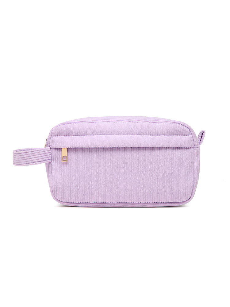 V888-ELOSUNG22412-202503251933-00 Purple 2-pcs Corduroy Pencil Case - Large Capacity Storage Bag - Image 1