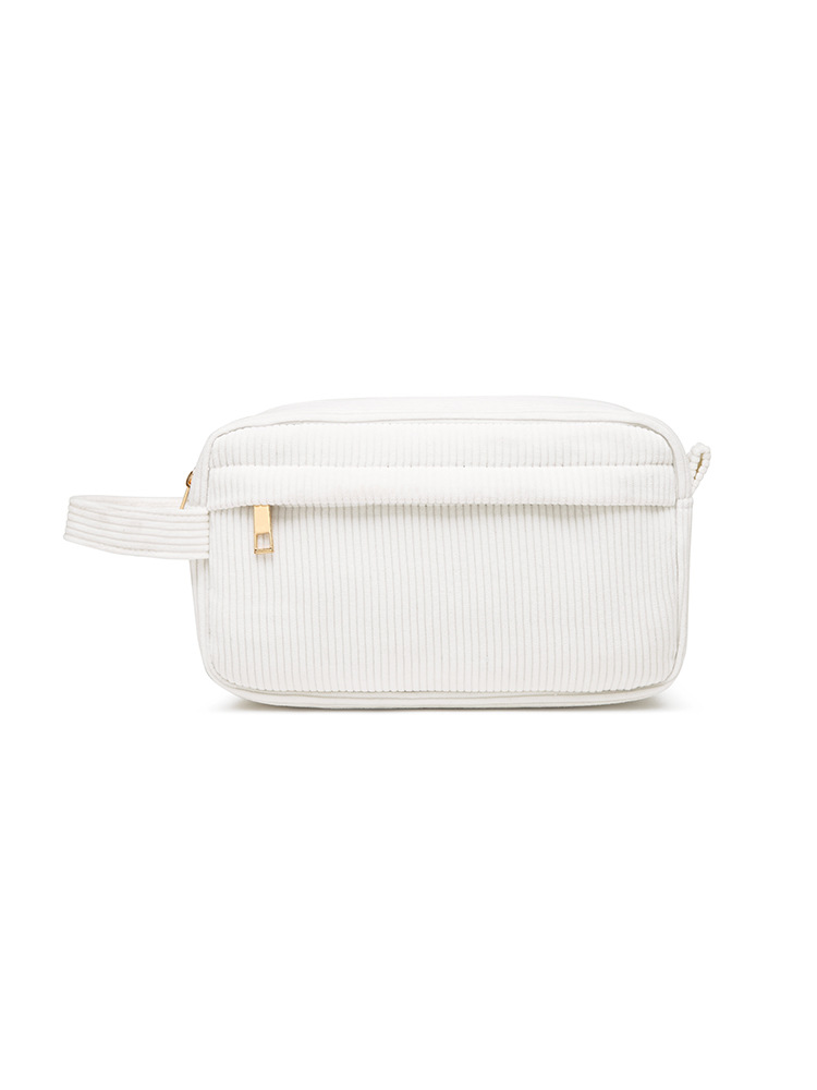 V888-ELOSUNG22416-202503251936-00 White 2-pcs Corduroy Pencil Case - Large Capacity Storage Bag - Image 1