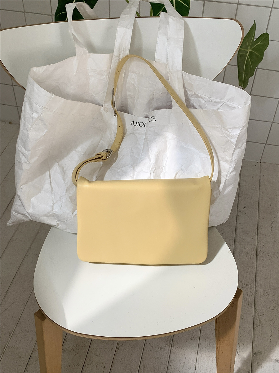 V888-ELOSUNG22433-202503251505-00 Yellow Minimalist Flap Shoulder Bag-Elegant Women's Double-Layer Crossbody - Image 1