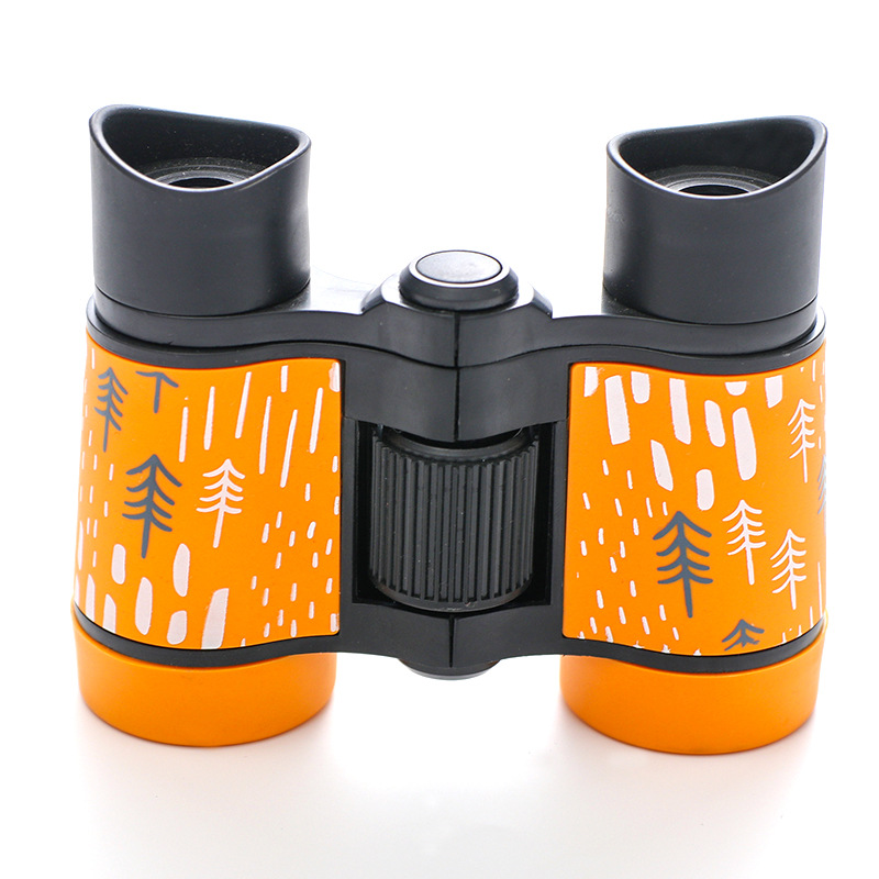 V888-ELOSUNG22451-202503251605-00 2 PCS Orange Kids Binoculars - Rubber Grip, Tree Pattern - Image 1