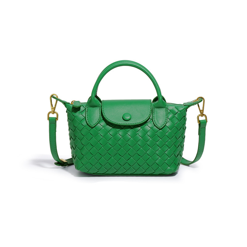 V888-ELOSUNG22459-202503251628-00 Green Woven Shoulder Bag - Stylish Dumpling Bag, Simple and Versatile Crossbody for Women - Image 1
