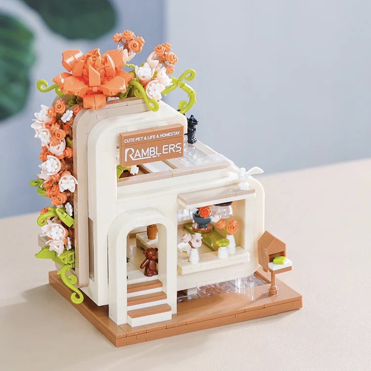 V888-ELOSUNG22497-202503271400-00 (Rose Courtyard) Enchanting Streetscape Blocks - Creative Building Blocks Set - Image 1