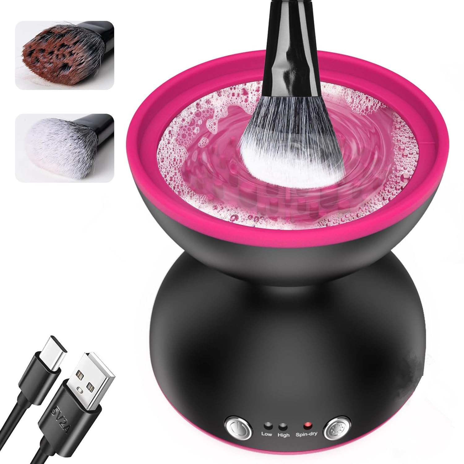 V888-ELOSUNG22566-202503280026-00 Black Electric Makeup Brush Cleaner - Fast & Deep Cleaning, USB Powered - Image 1