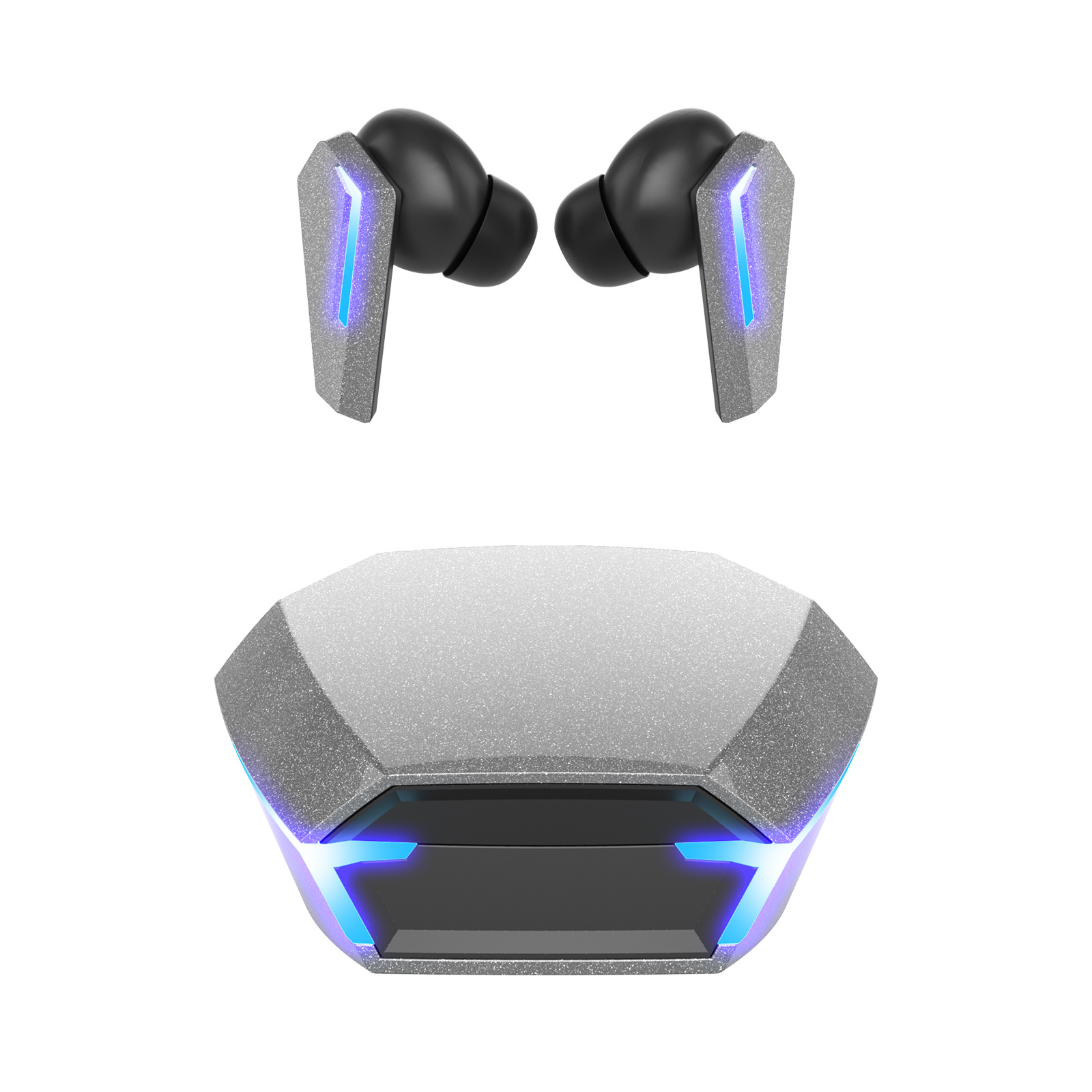 V888-ELOSUNG22615-202503282027-00 Silver Wireless Gaming Earbuds - Bluetooth 5.2, Low Delay, 3D Stereo - Image 1