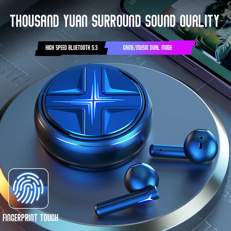 V888-ELOSUNG22618-202503282030-00 Blue Bluetooth 5.3 Wireless Earbuds - Hi-Fi Audio, Comfortable In-Ear, Fingerprint Touch - Image 1