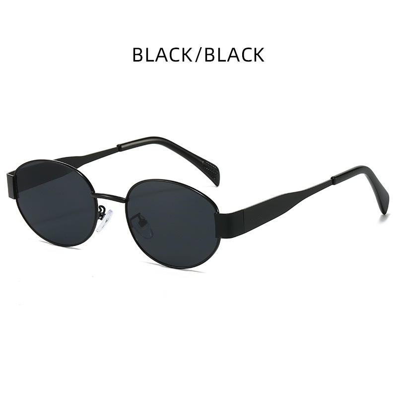 V888-ELOSUNG22679-202504011317-00 Black 2-PCS Retro Oval Sunglasses with UV Protection for Men & Women - Image 1