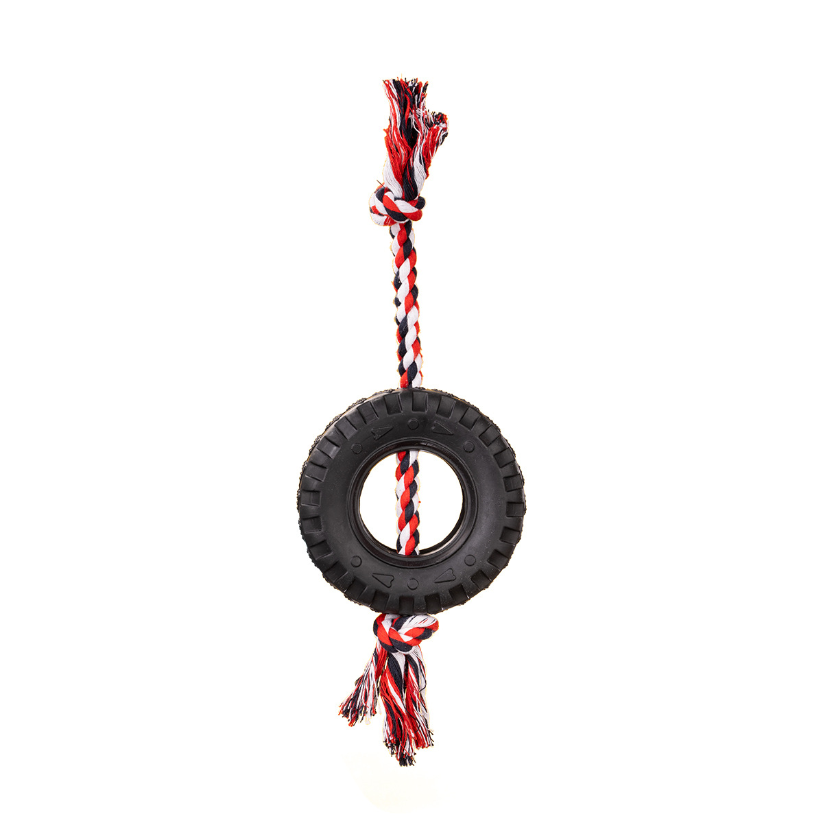 V888-ELOSUNG22698-202504011325-00 Red Interactive Tire Rope Dog Toy - Heavy Duty Chew Toy for Dental Health & Play - Image 1