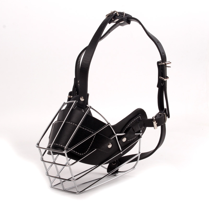 V888-ELOSUNG22767-202504011241-00 Black Metal Basket Dog Muzzle - Anti-Bite & Anti-Barking - L - Image 1