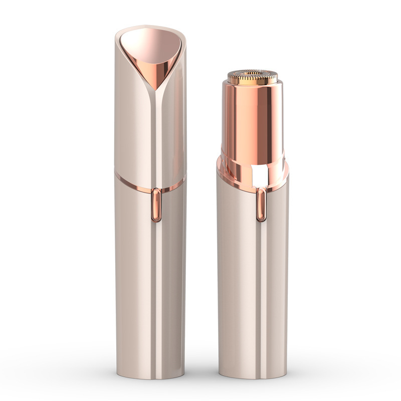 V888-ELOSUNG22784-202504031711-00 Champagne Gold Mini Lipstick Electric Shaver - USB Rechargeable Facial Hair Remover - Image 1
