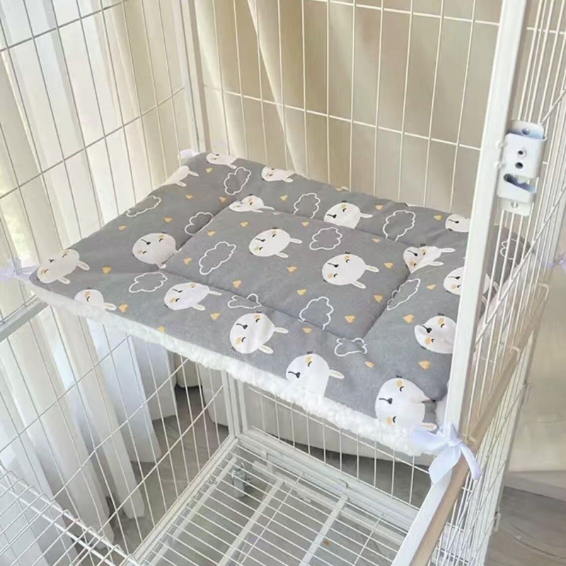 V888-ELOSUNG22851-202504141642-00 Cat Cage Platform Mat - Rabbit pattern on Gray background (40x60cm) - Image 1