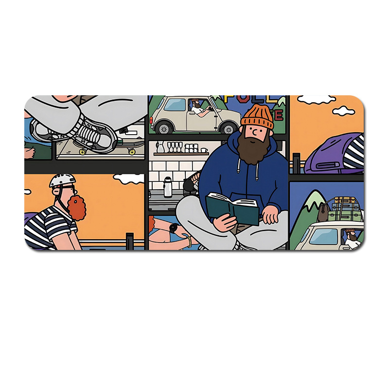 V888-ELOSUNG22929-202504141530-00 Extended Gaming Mousepad (80x30x0.4cm) - Big Beard Uncle Design, Stitched Edges - Style 4 - Image 1