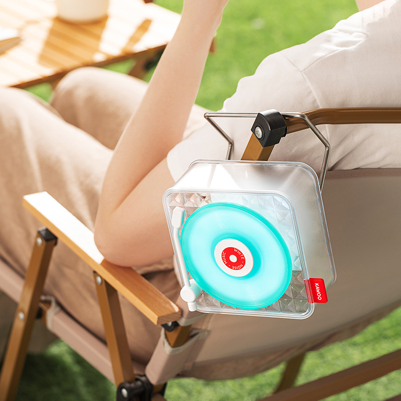 V888-ELOSUNG22969-202504141642-00 White Retro Bluetooth Speaker - Transparent Vinyl Design with RGB Light - Image 1