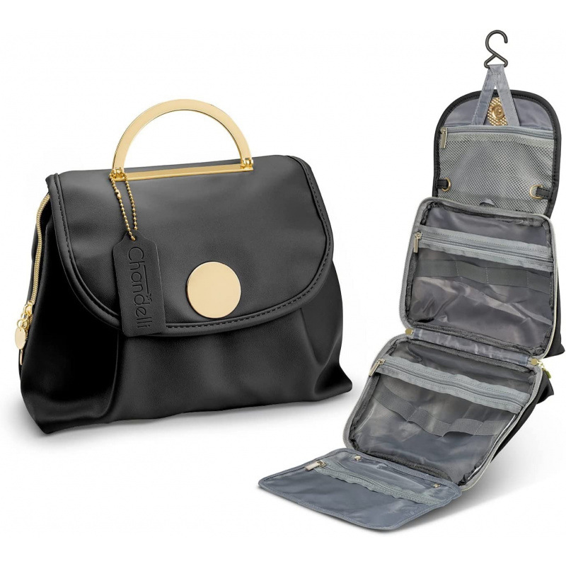 V888-ELOSUNG23053-202503211826-00 Black Stylish Travel Makeup Organizer Bag with Hanging Hook - Waterproof & Spacious Design - Image 1