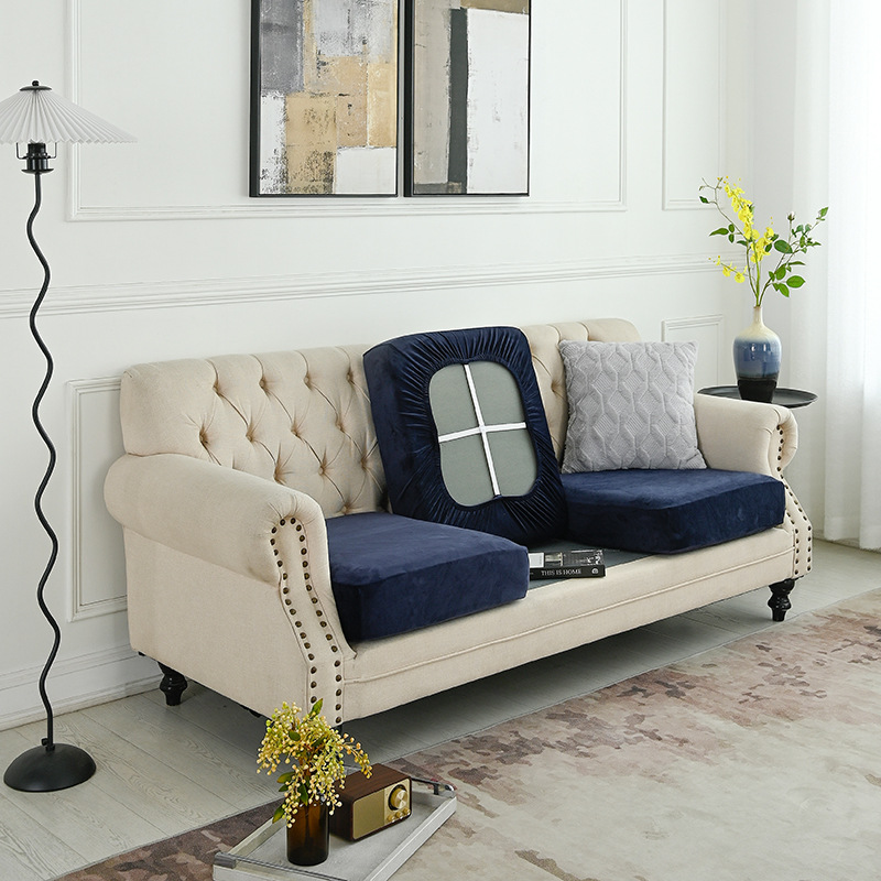 V888-ELOSUNG23056-202503211530-00 2 Pcs Navy Blue Elegant Polyester Sofa Cover - Full Protection Against Cat Scratches & Wear - Image 1