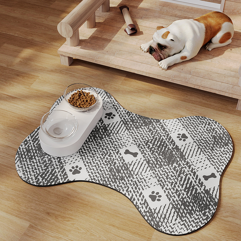 V888-ELOSUNG234448-202503282022-00 Black And White Pet Feeding Mat 45x60cm - Anti-Slip, Durable Diatom Mud Mat for Dogs and Cats, Easy to Clean - Image 1