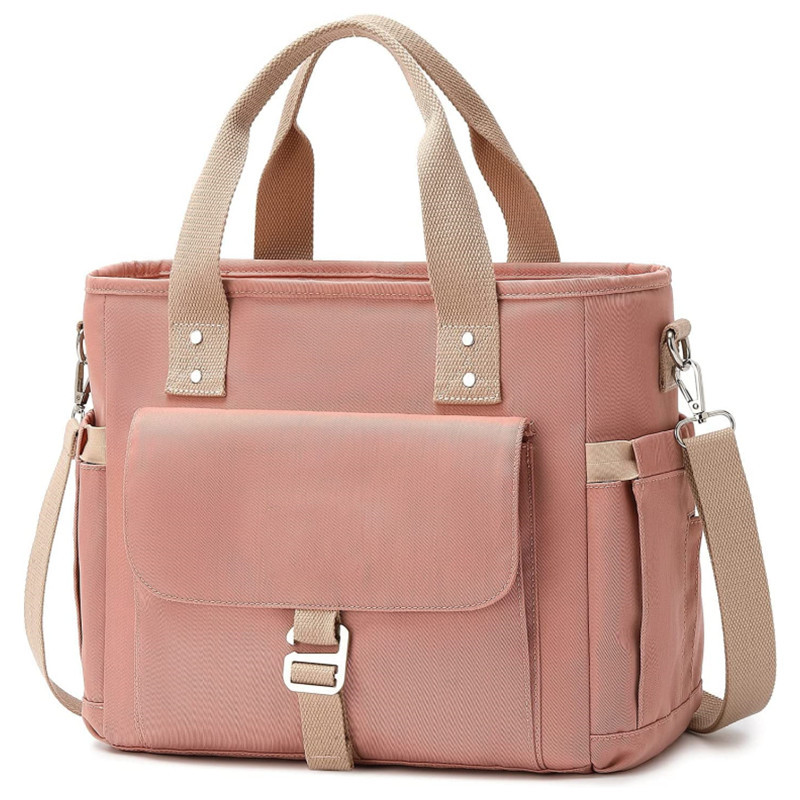 V888-ELOSUNG234486-202503282133-00 Pink Spacious Insulated Lunch Bag - Wide Open Design, Removable Strap, Side Water Bottle Pockets - Perfect for Work, Picnic & Travel - Image 1