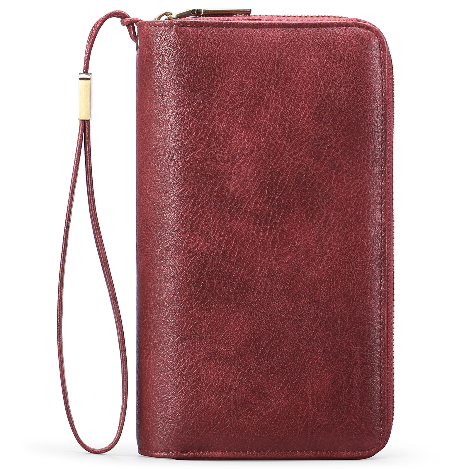 V888-ELOSUNG23496-202504011306-00 Red Double Zipper Women's Wallet - Large Capacity Clutch Organizer with Wristlet Strap - Image 1