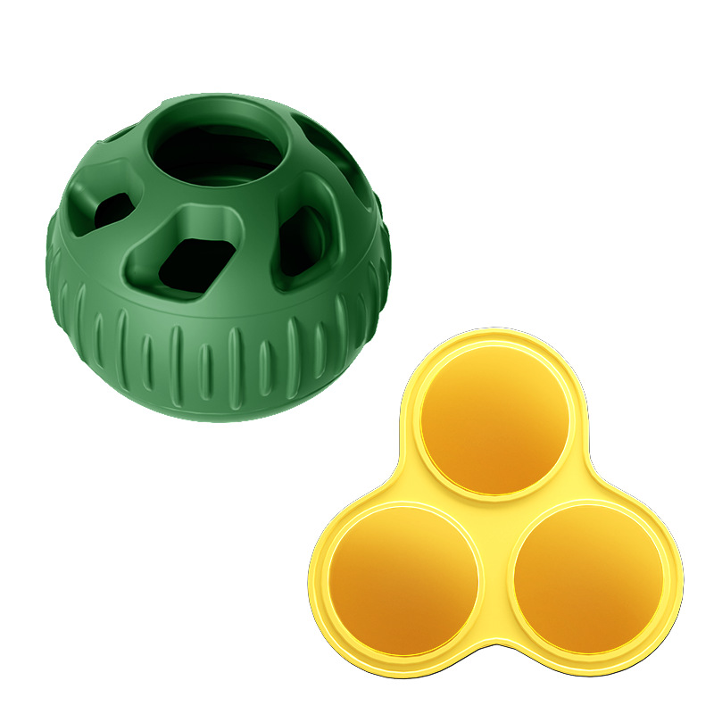 V888-ELOSUNG23548-202504031711-00 Green Ball and Yellow Mold Pet Treat Dispensing Ball and Molding Set - Silicone Dog Chew Toy for Teeth Cleaning and Boredom Relief - Image 1