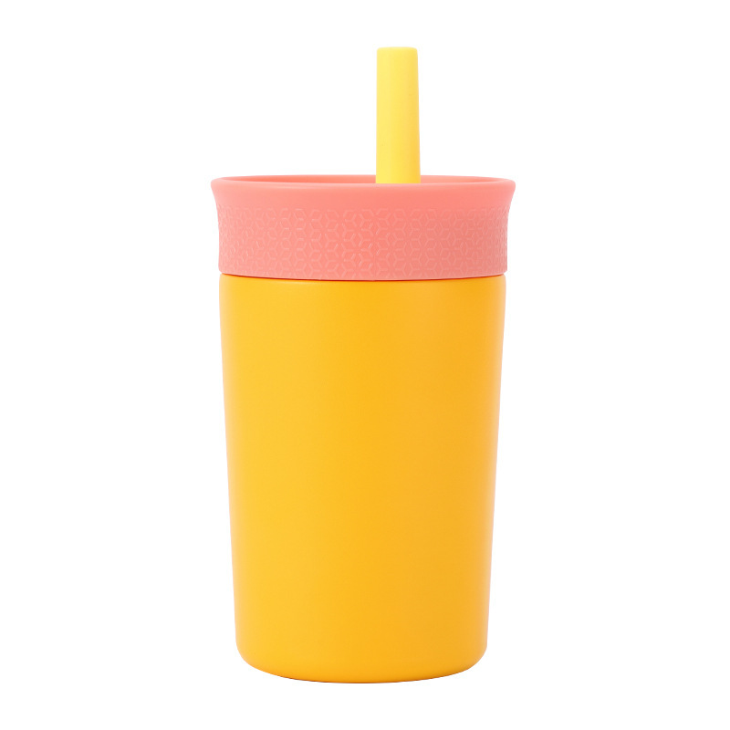 V888-ELOSUNG23564-202504031736-00 2 Pcs Yellow 12oz Insulated Tumbler with Straw - 304 Stainless Steel, BPA-Free, Leak-Proof Coffee Mug for Hot and Cold Drinks - Image 1