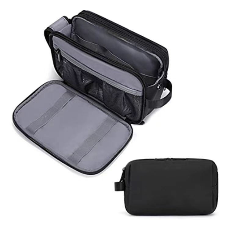 V888-ELOSUNG23622-202504141346-00 Black Stylish Waterproof Travel Toiletry Bag Organizer - Large Capacity Shaving Kit & Makeup Case(Makeup is a prop for shooting and is not included) - Image 1